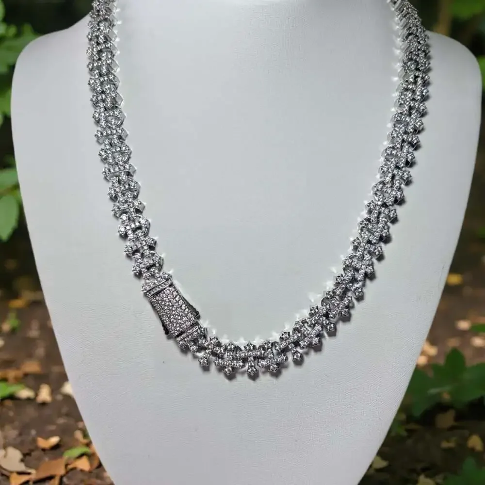Silver Cross Cuban Link Necklace 3076